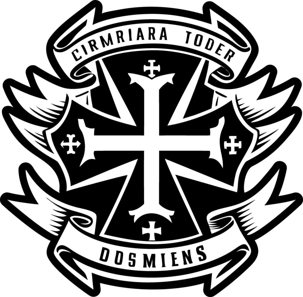 A solid style icon of templar ribbon symbol vector