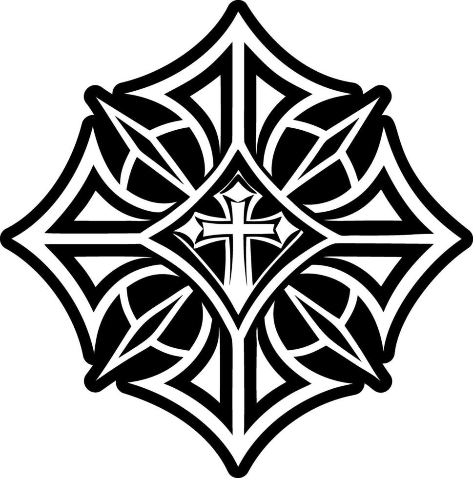 A solid style icon of cathedral cross symbol vector