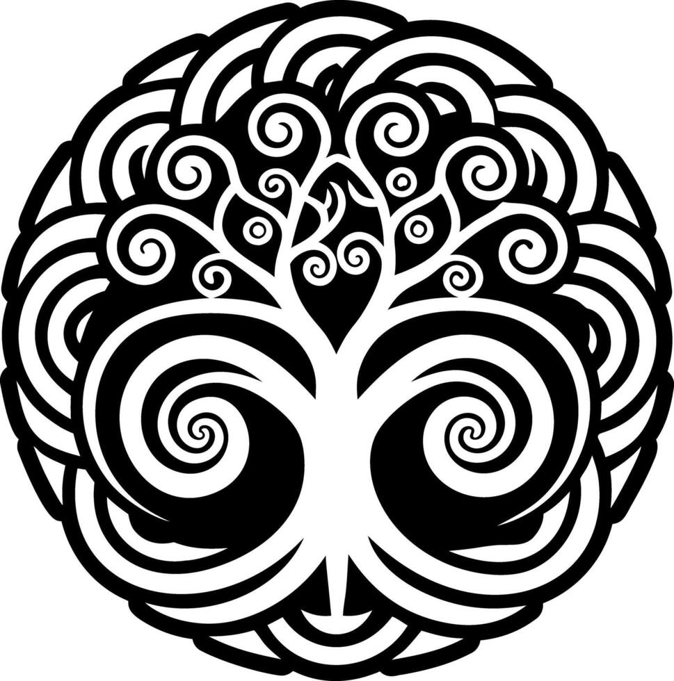 A filled style icon of swirl tree symbol vector