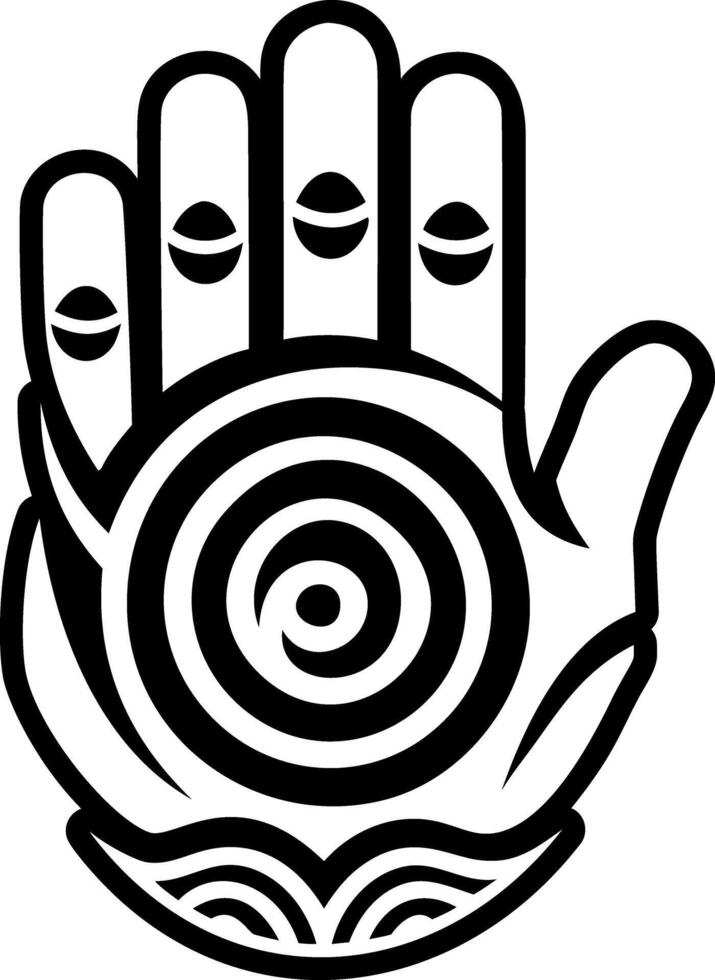 A glyph style icon of reiki hand symbol vector