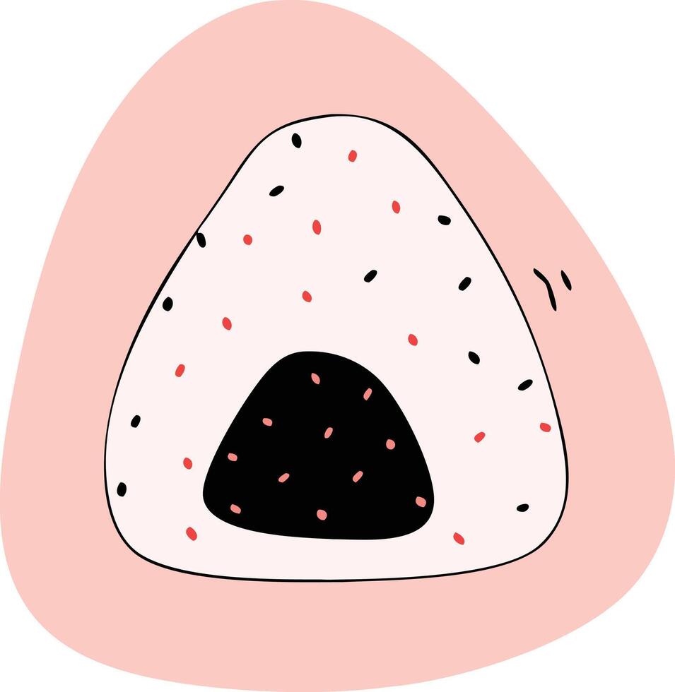 An illustration of a sushi roll with black spots vector