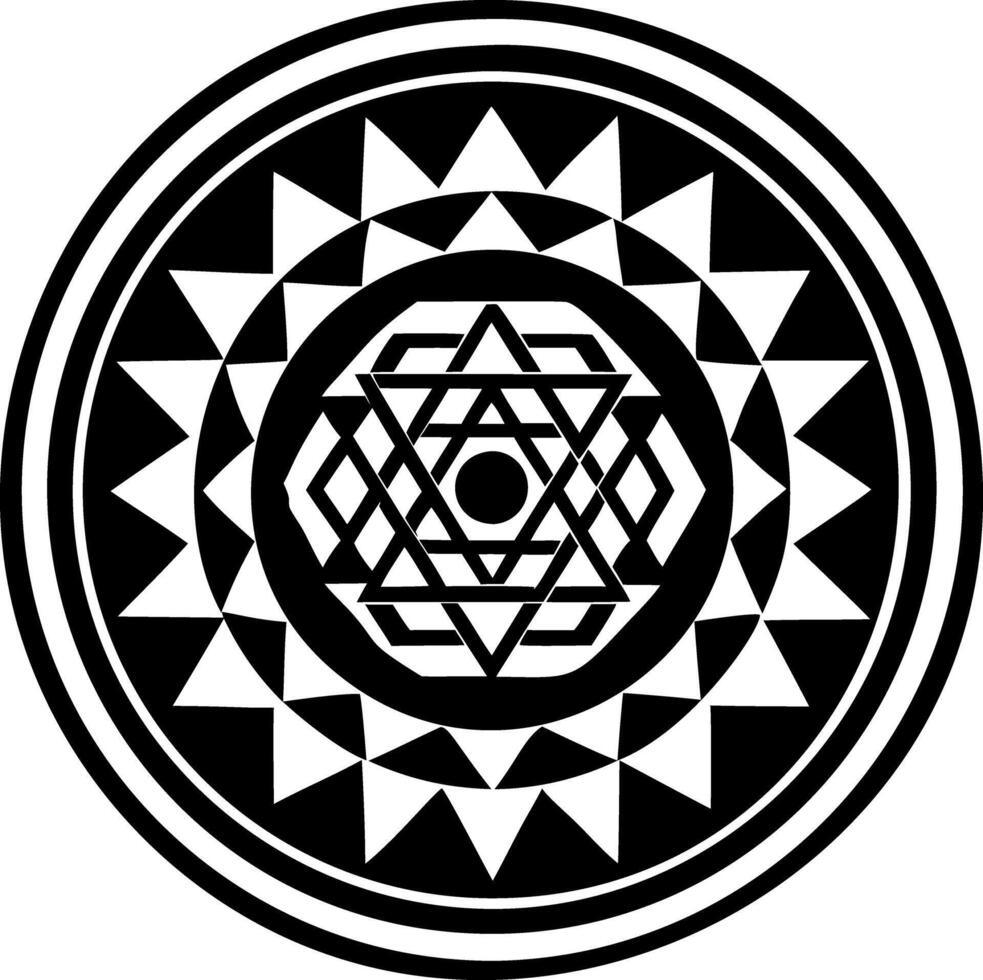 A solid style icon of yantra symbol vector