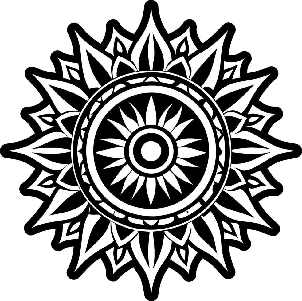 A glyph style icon of sun mandala symbol vector