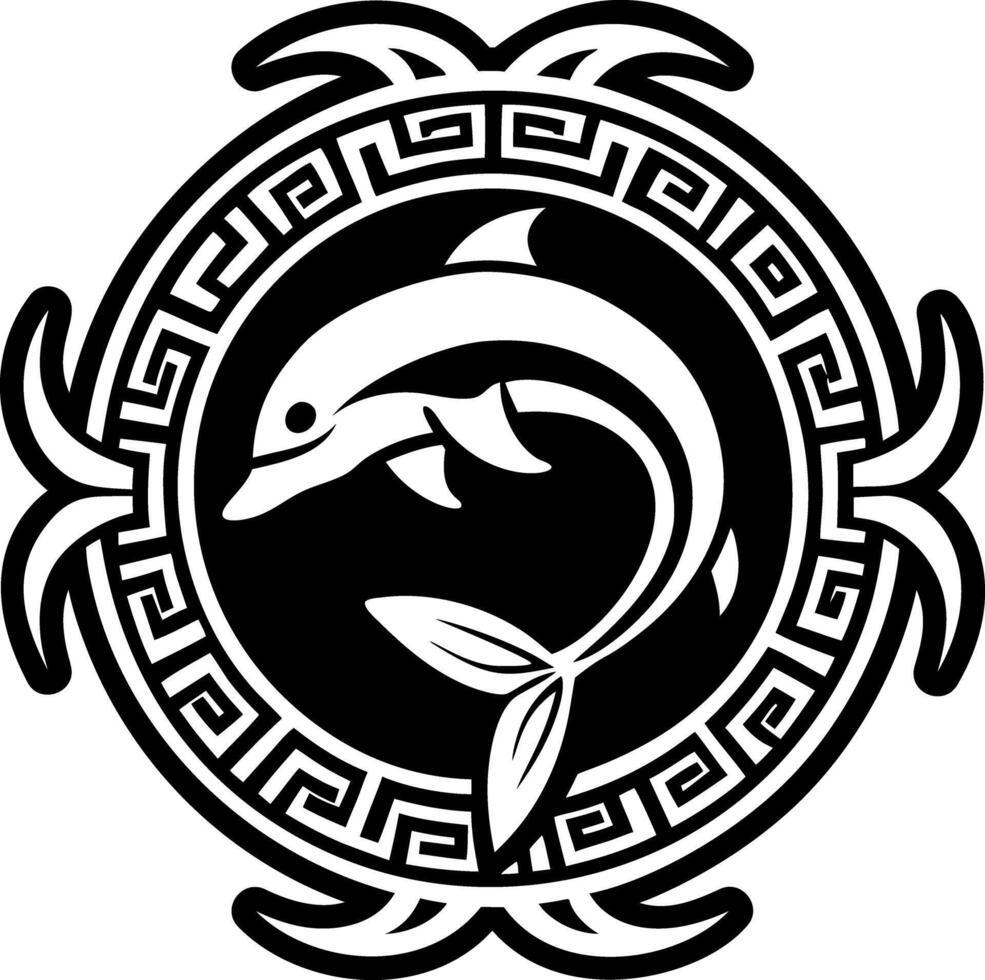 A filled style icon of dolphin tattoo symbol vector