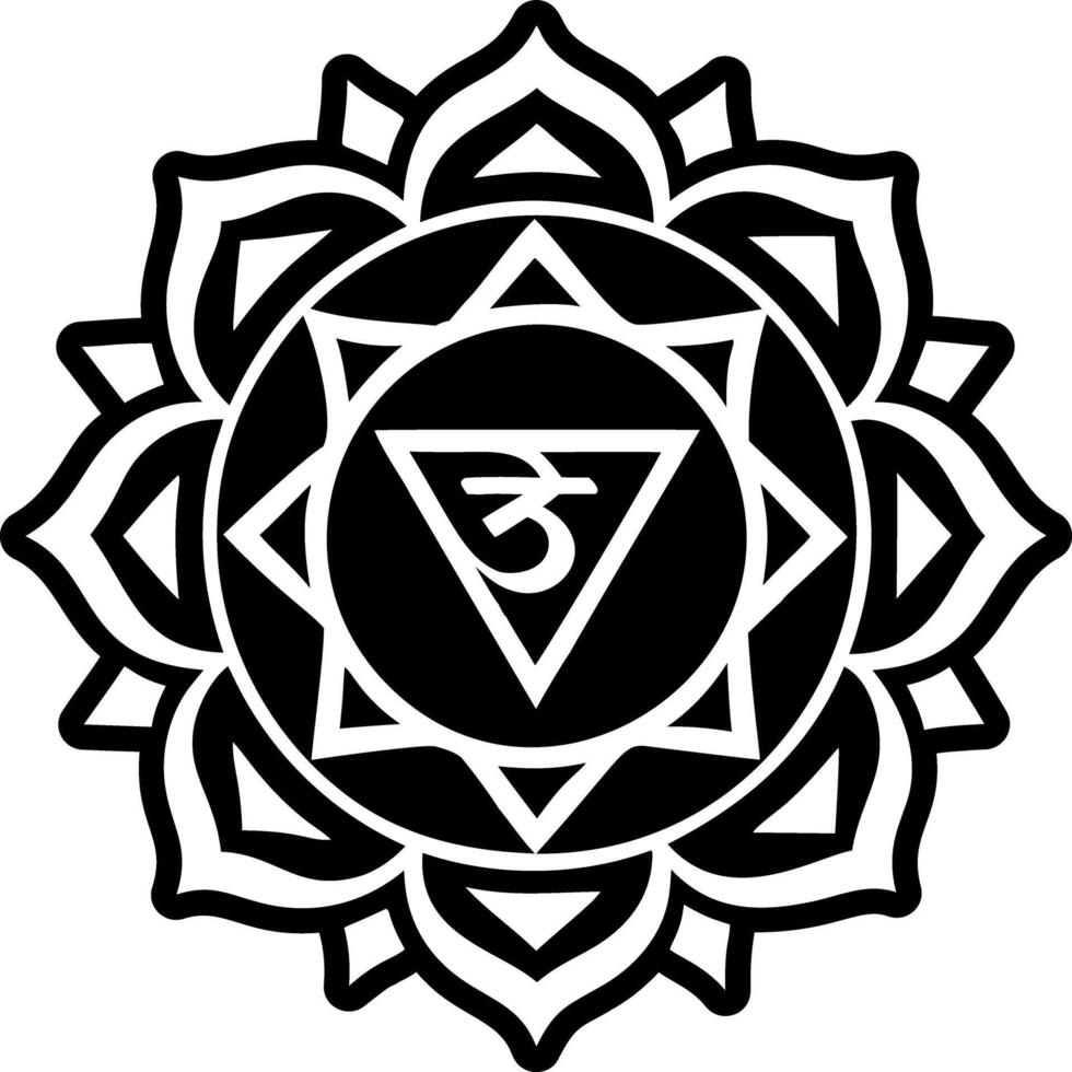 A glyph style icon of throat chakra symbol vector