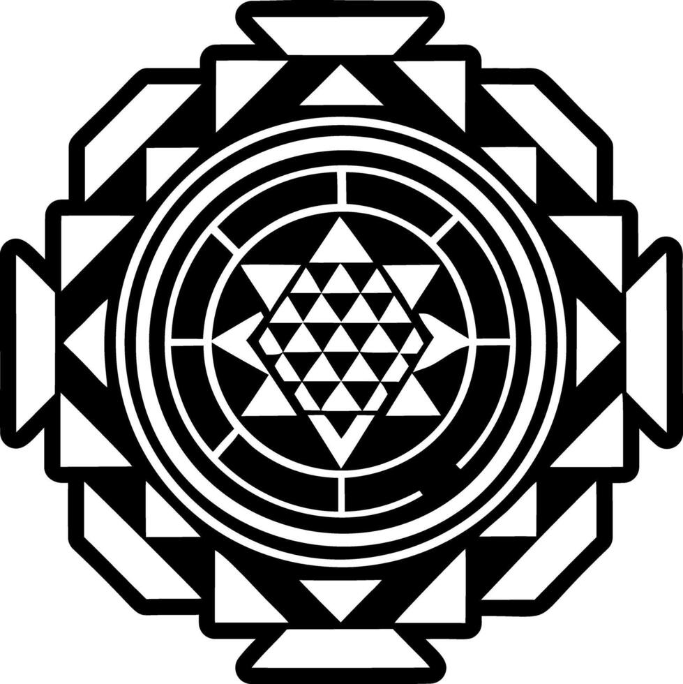 A filled style icon of sri yantra symbol vector