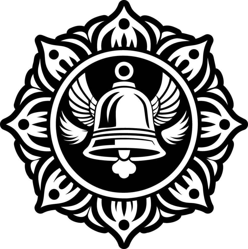 A filled style icon of temple bell symbol vector
