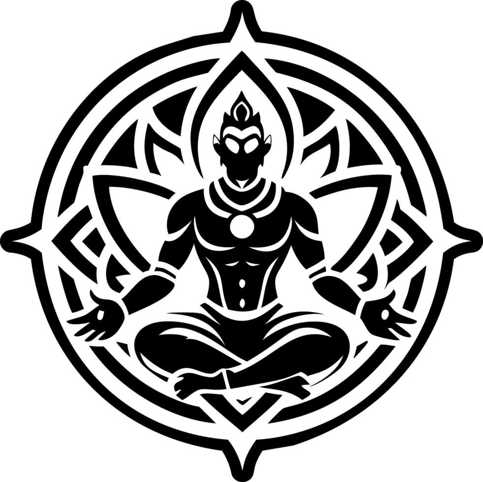 A solid style icon of lotus pose symbol vector