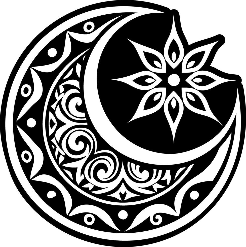 A solid style icon of crescent symbol vector