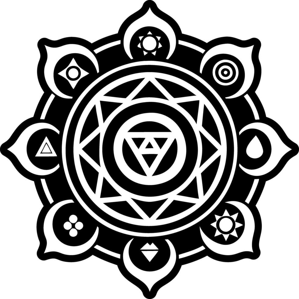 A filled style icon of chakra symbol vector