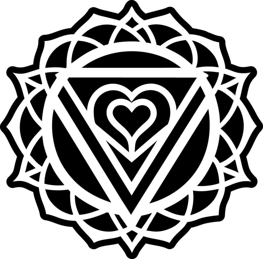 A glyph style icon of heart chakra symbol vector