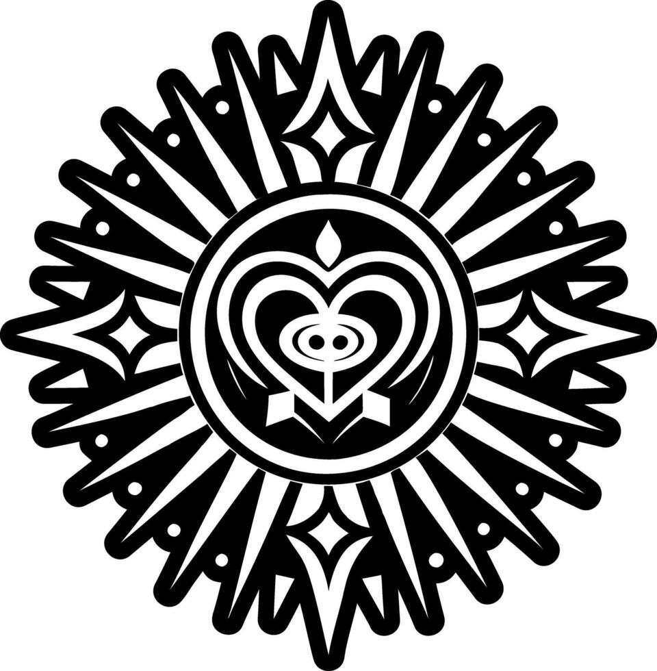 A glyph style icon of heart rays symbol vector