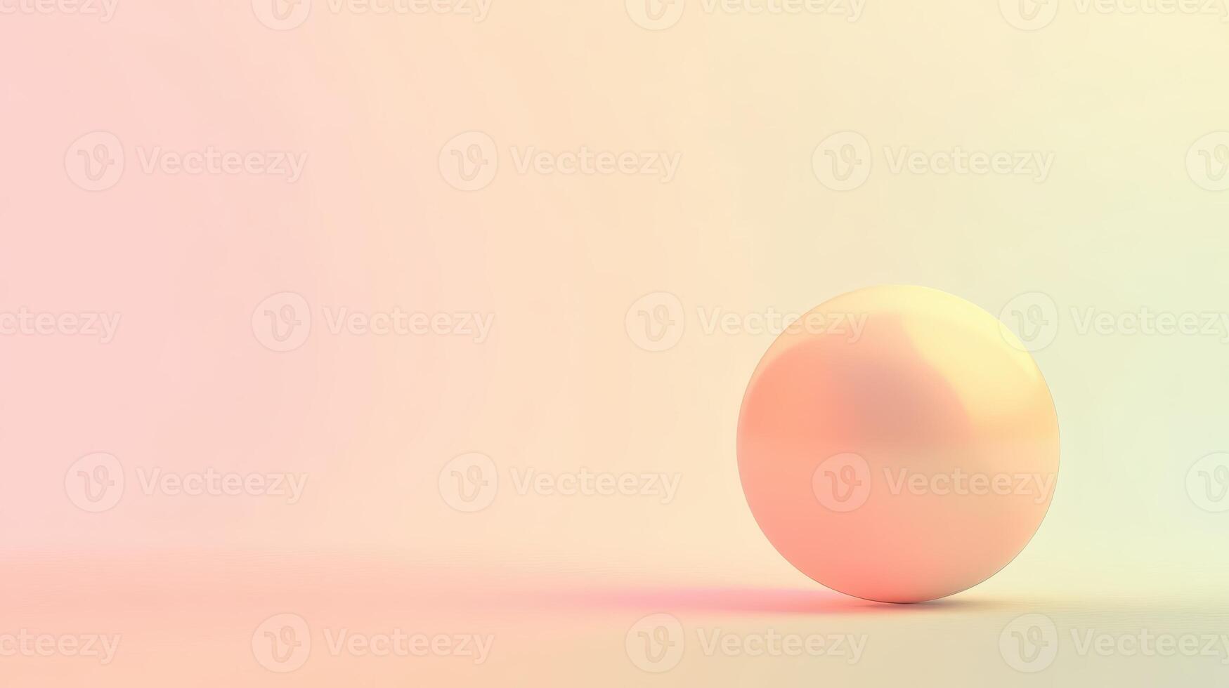 Softly glowing spherical object rests on a smooth surface reflecting warm, pastel colors in a serene setting with minimal distractions photo