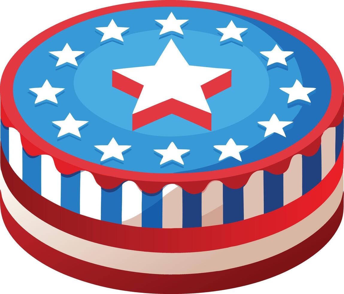 Patriotic Cake with American Flag Theme for Independence Day Celebration vector