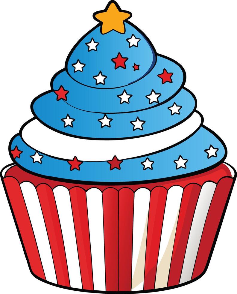 Patriotic Cupcake for 4th of July Celebration vector