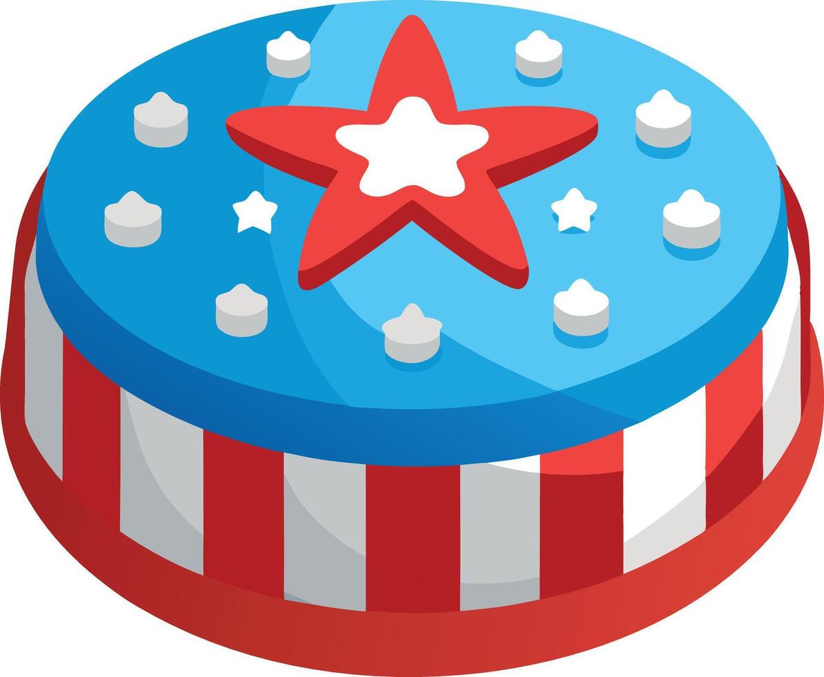 Patriotic cake with red star and white decorations vector
