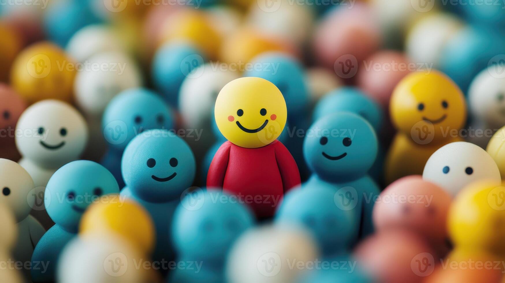 Colorful collection of cheerful figures in a vibrant crowd setting evokes a sense of joy and individuality among a range of playful characters photo