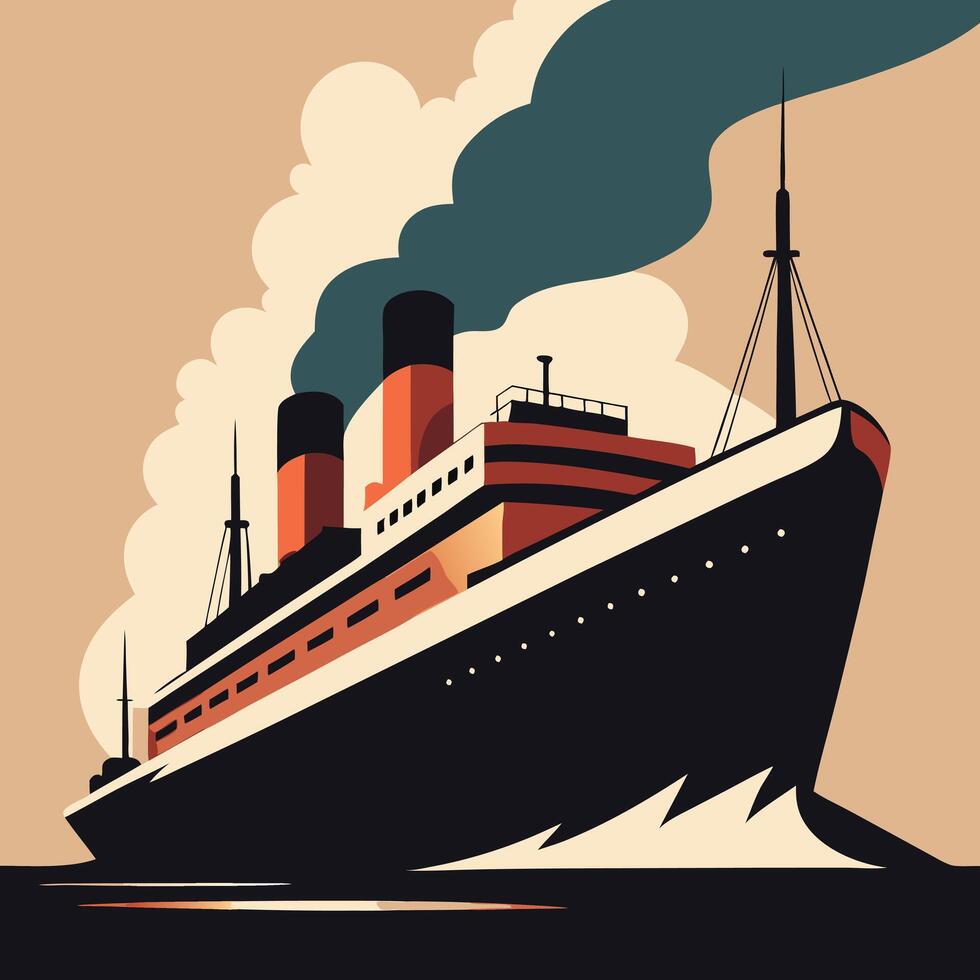 Titanic Ship Artwork With White Background vector