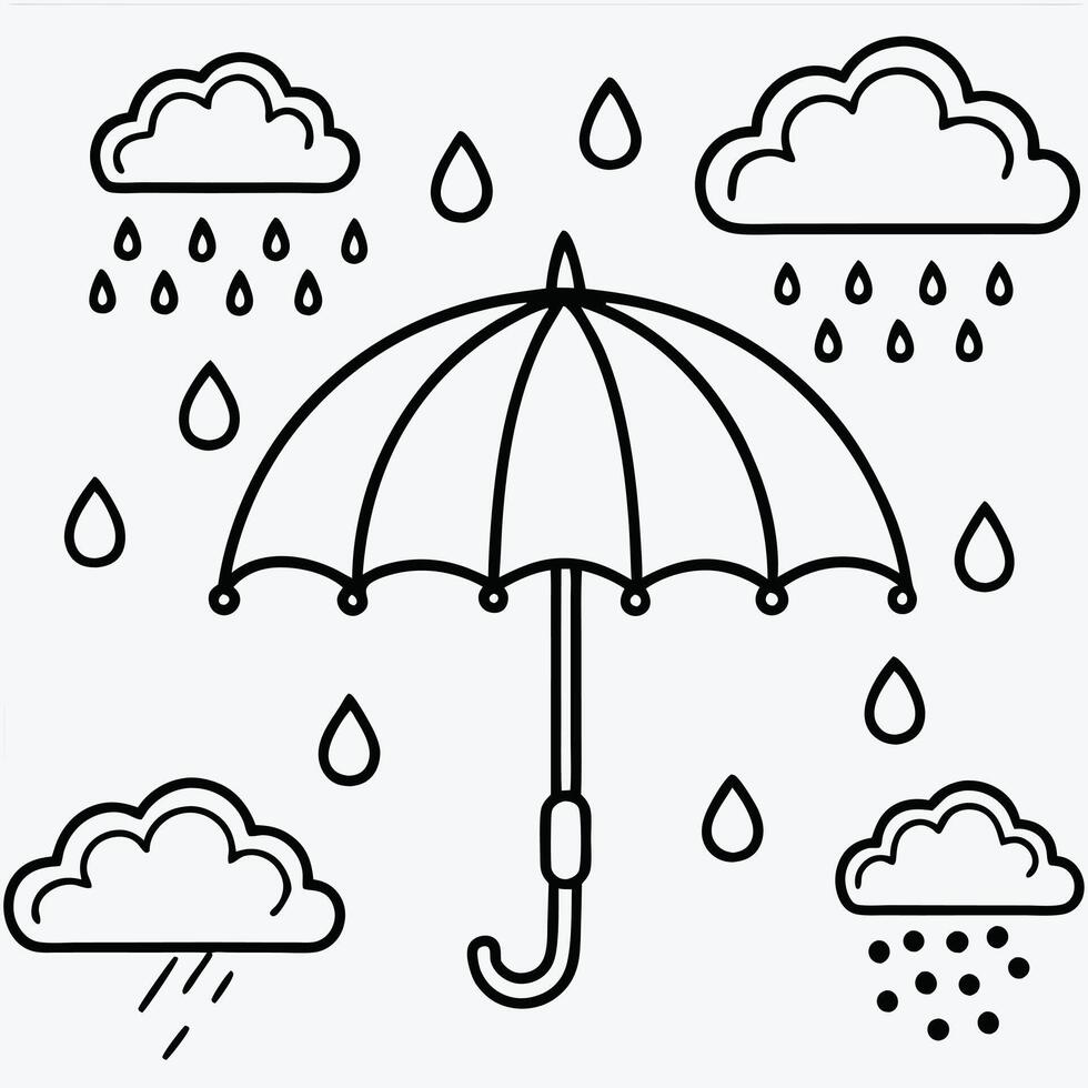 Simple rainy day scene with hand drawn design vector