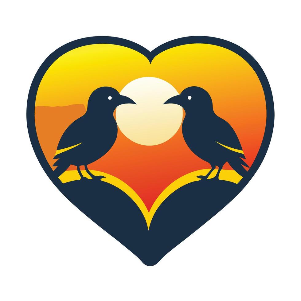 Graphic design two birds facing illustration vector