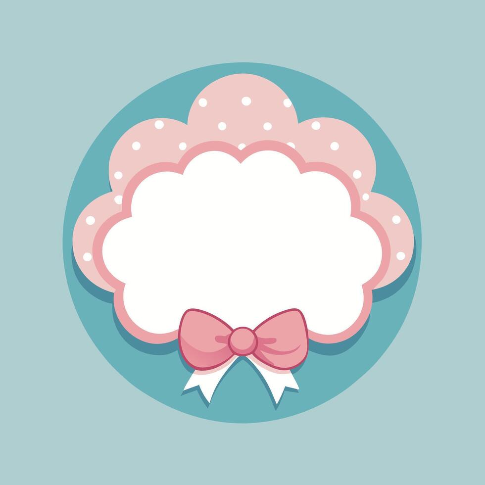 Minimalist cloud shape frame pink border design vector
