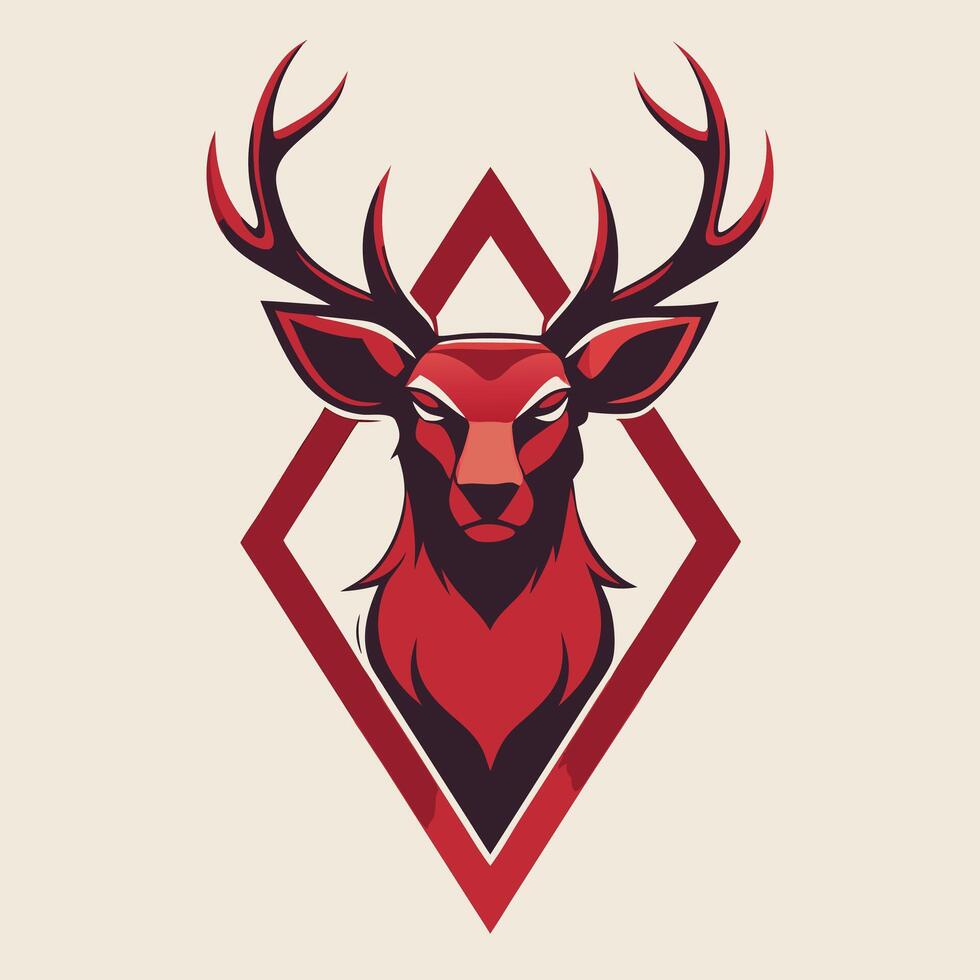 Majestic deer head logo with antlers in bold style vector