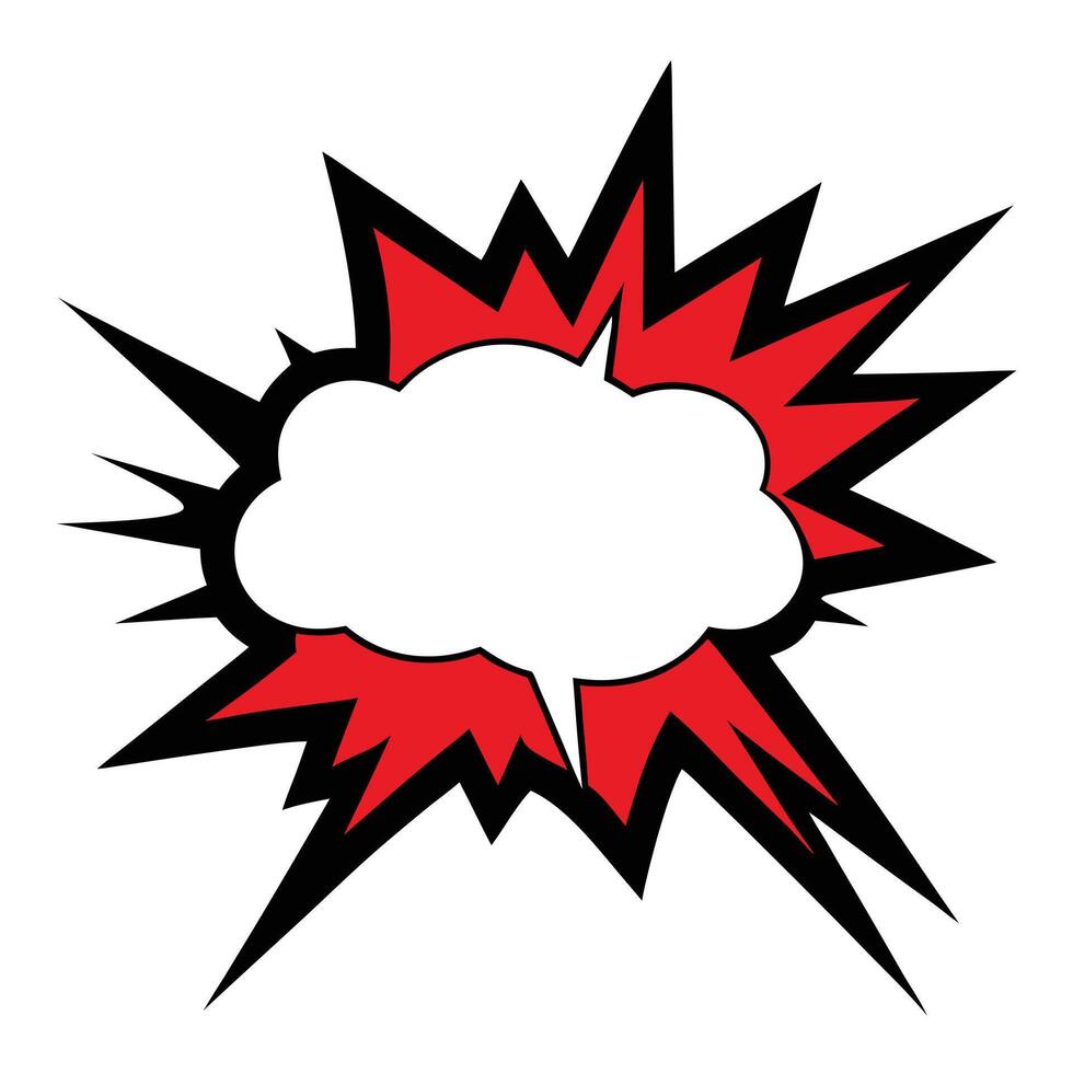 Red explosion speech bubble comic book style vector
