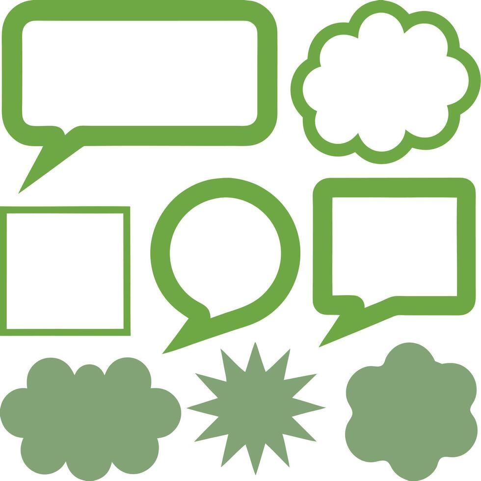 Cartoon-style green speech bubbles vibrant design vector