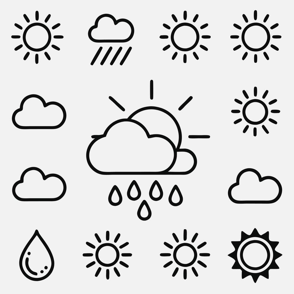 Weather icon sun and rain partly cloudy design vector
