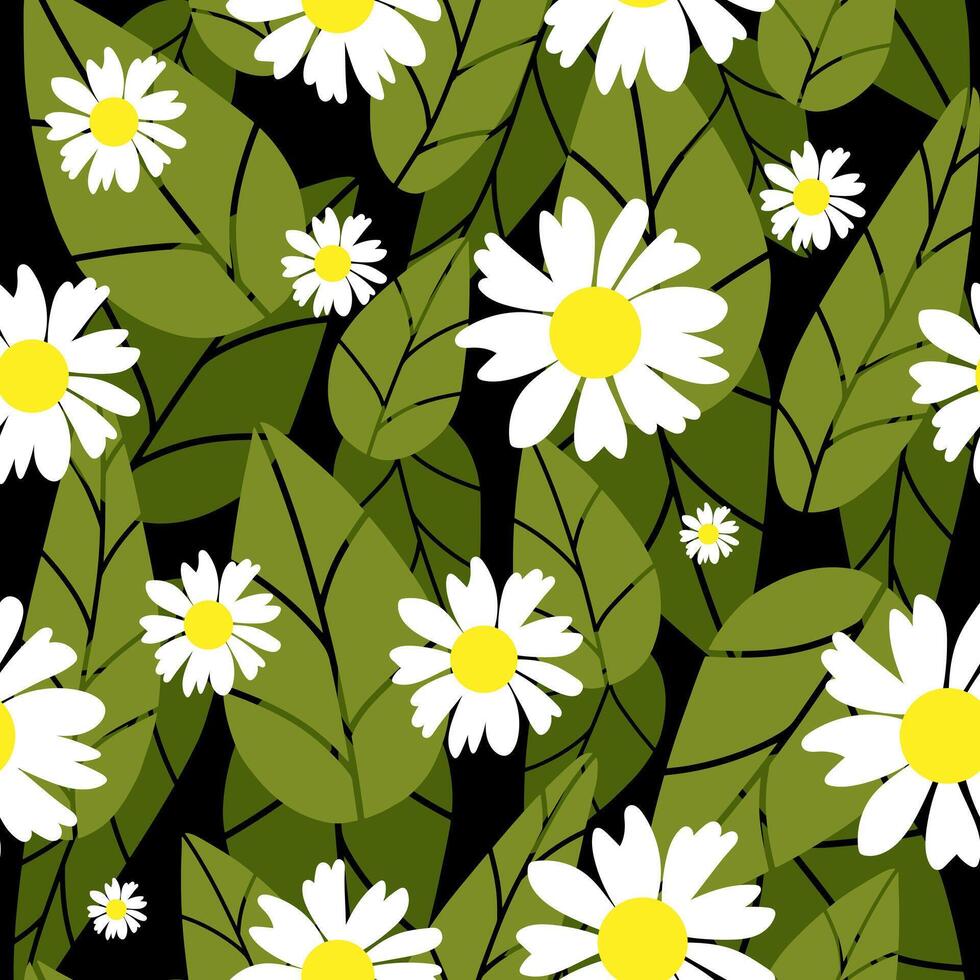 Floral seamless pattern. Botanical fabric print template. illustration with cute camomile flowers. vector