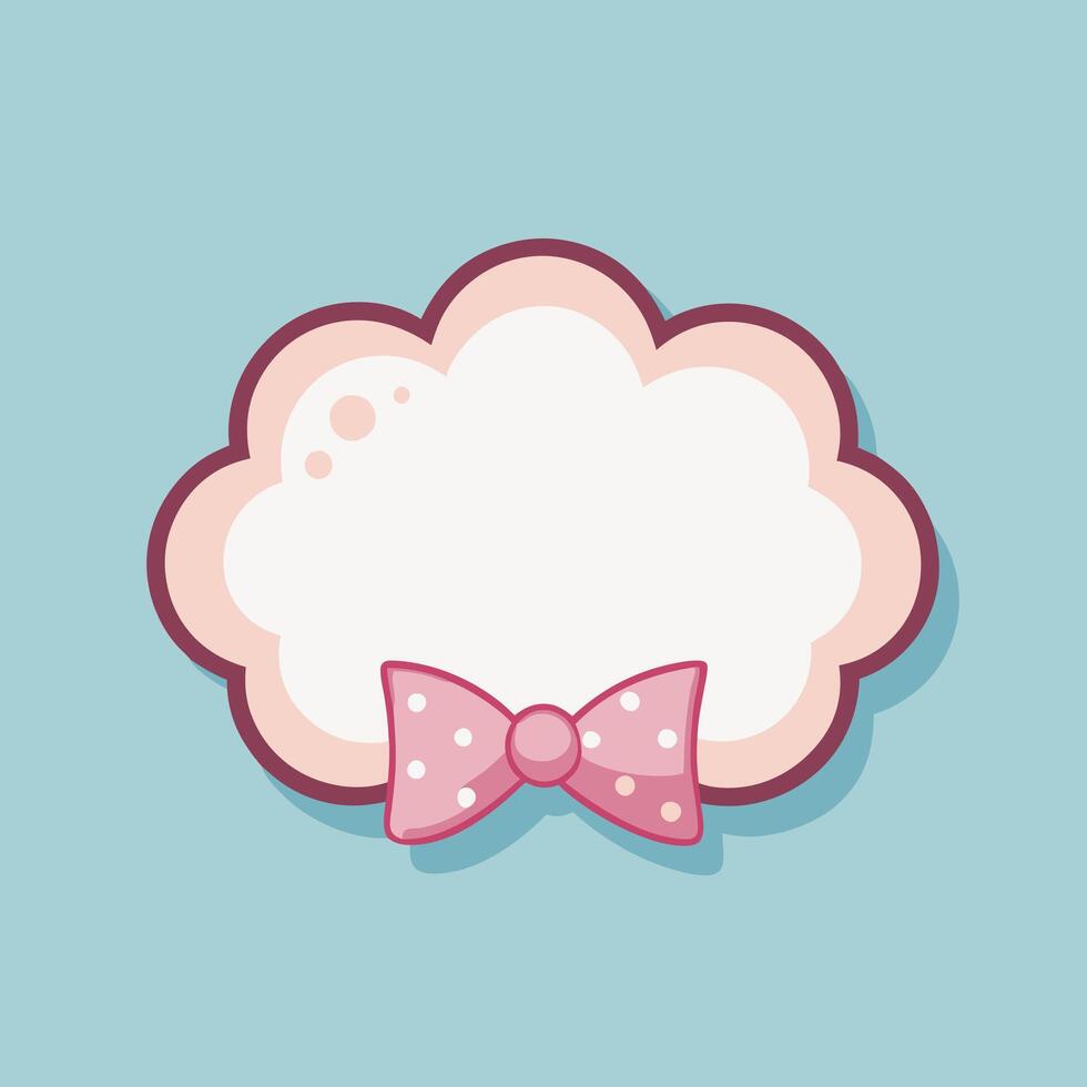 Cute blank speech bubble with bow for baby shower design. vector