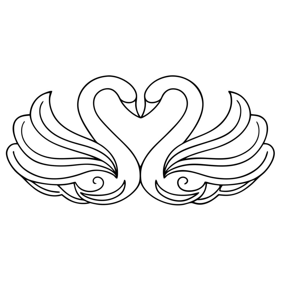 Elegant swan illustration black and white design vector