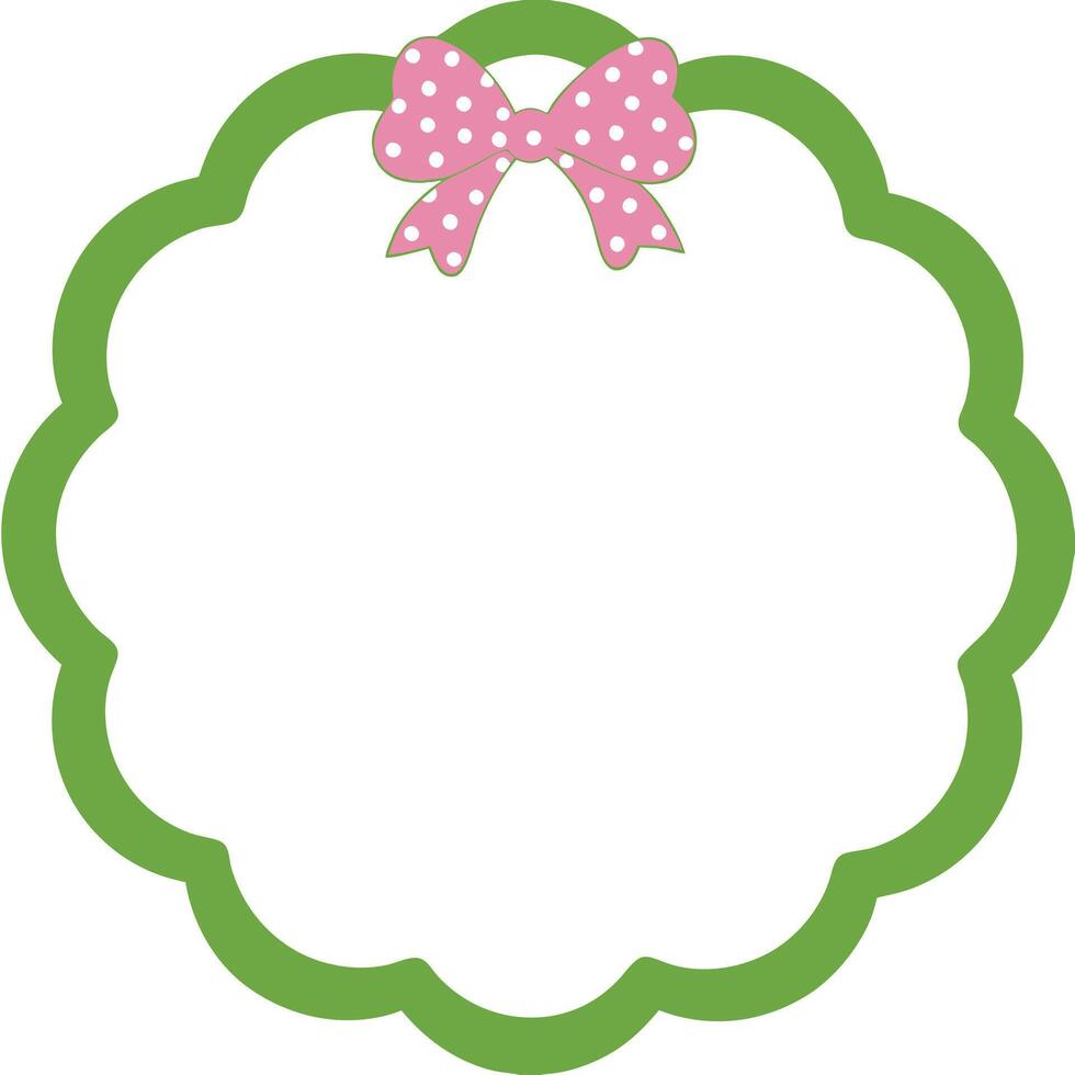 Blank template with green outline and polka dot ribbon design. vector