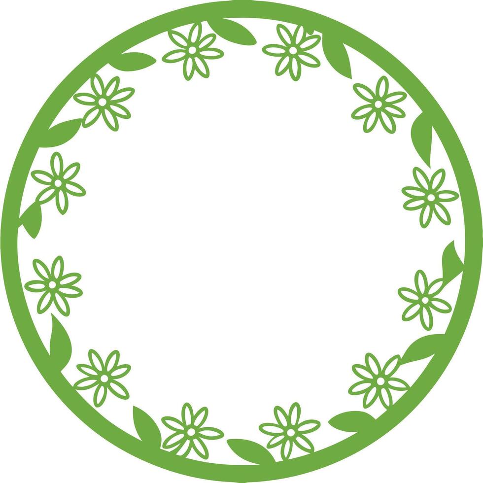 Elegant green circular floral border for decorative design elements. vector