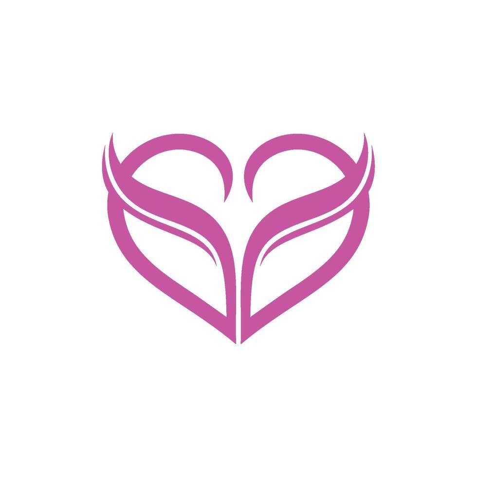 Two Swan Silhouette Swoosh Heart Shape Logo vector