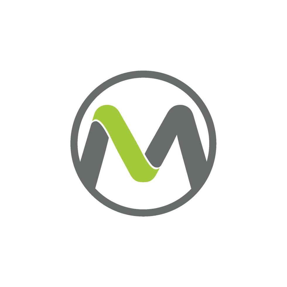 Green Grey Letter M Initial in Circle Logo Template vector