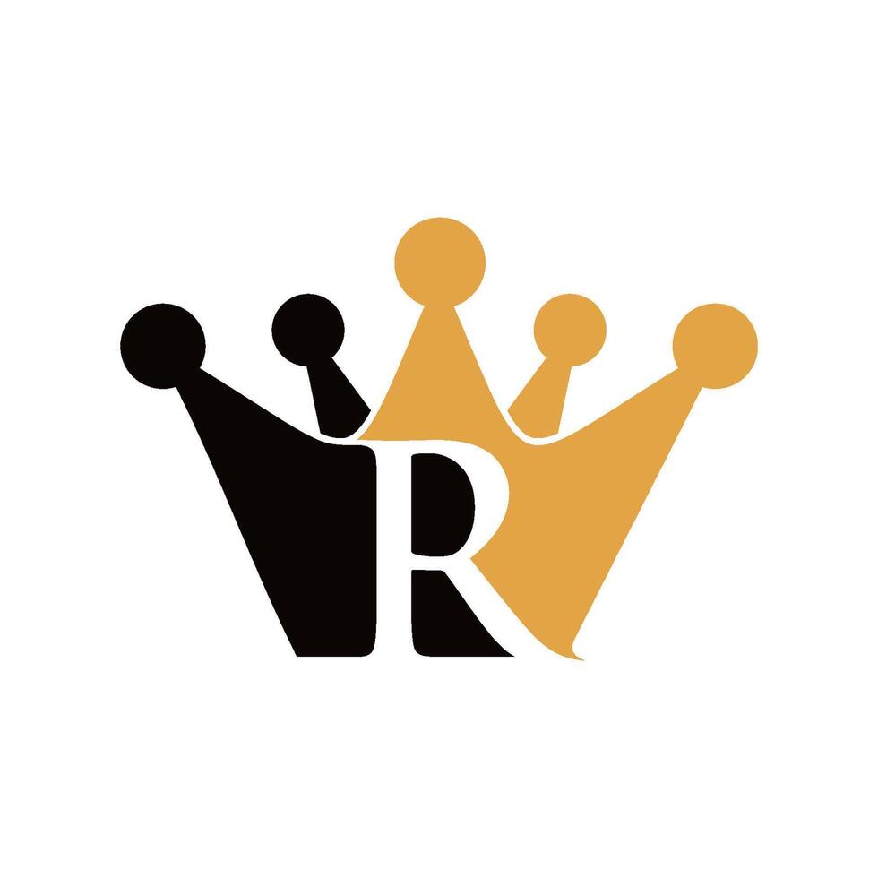Initial Letter R Crown Emblem Logo Template vector