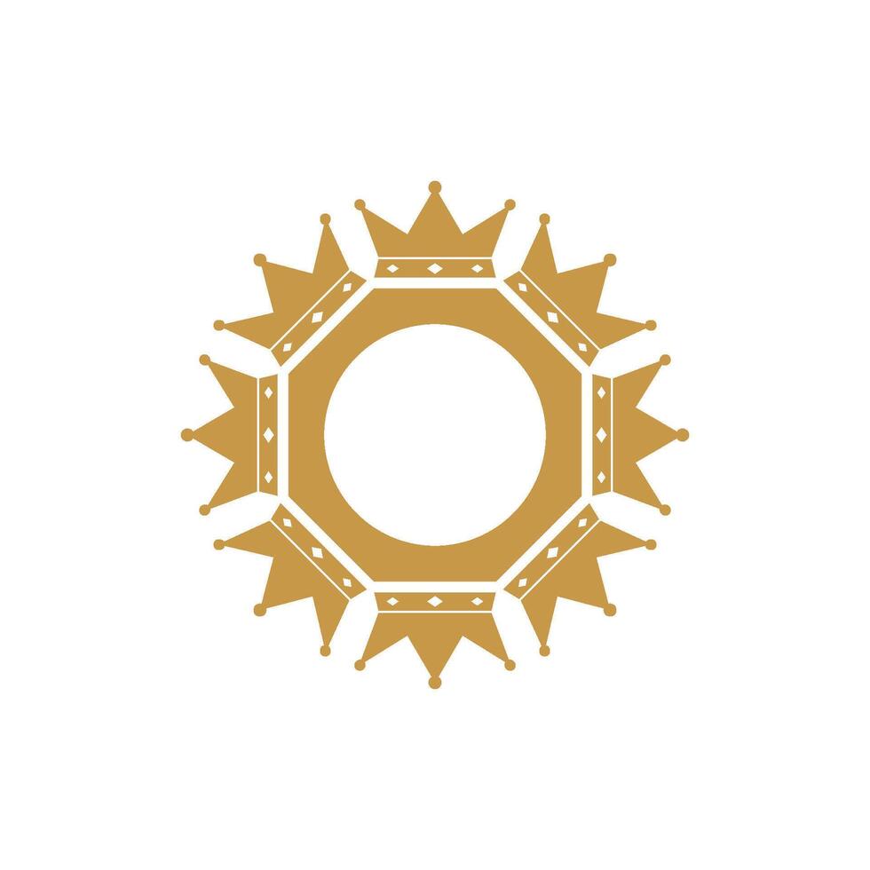 Gold Frame Decorative Crown Logo Template vector