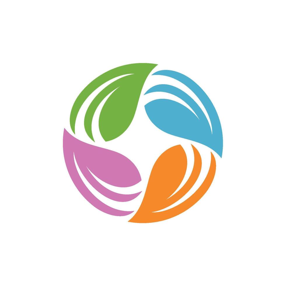 Colorful Leaves in Circle Shape Logo Template vector