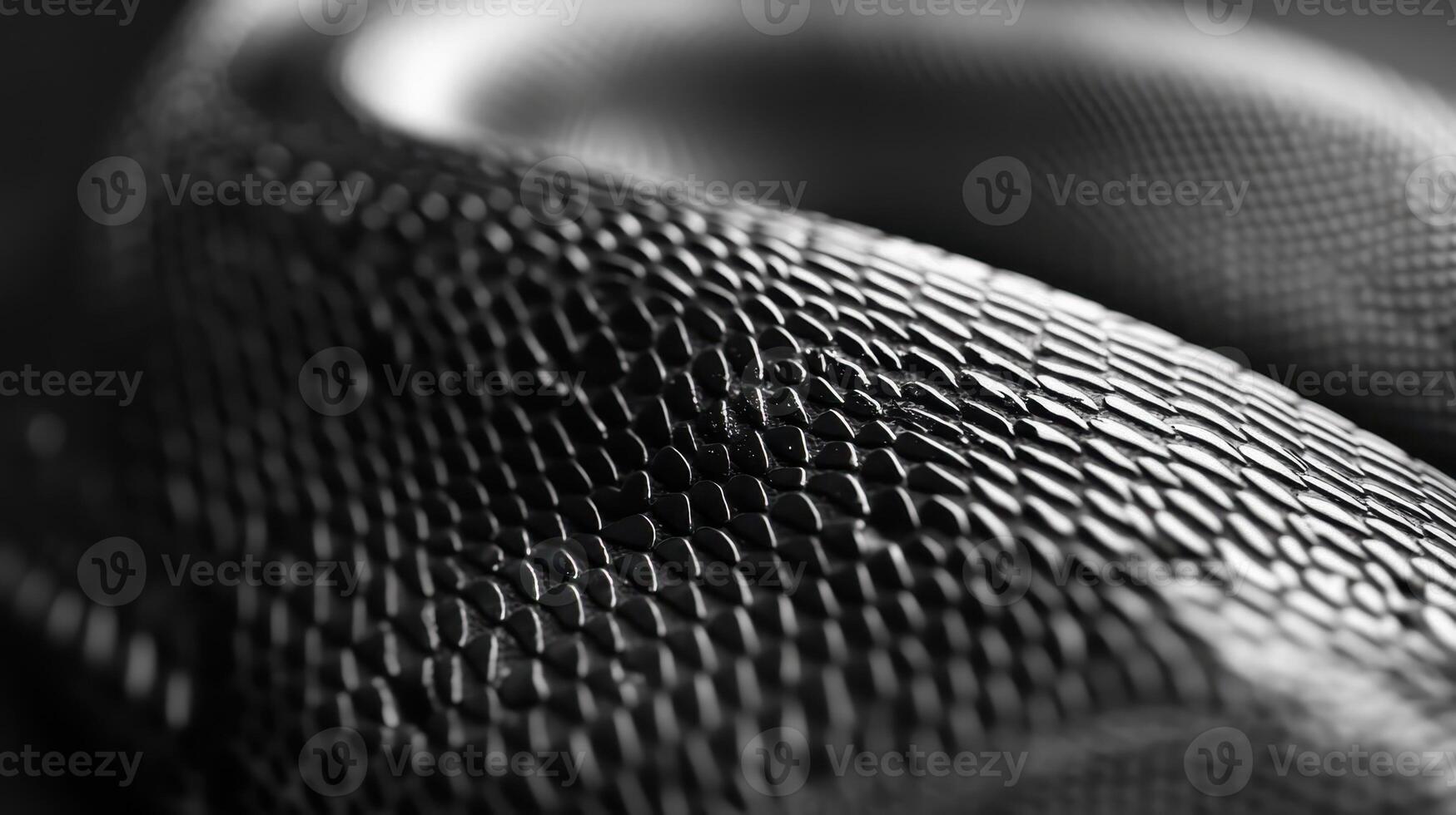 This close-up image of a textured black snake skin emphasizes the stunningly intricate patterns of its scales, beautifully illuminated by natural light photo