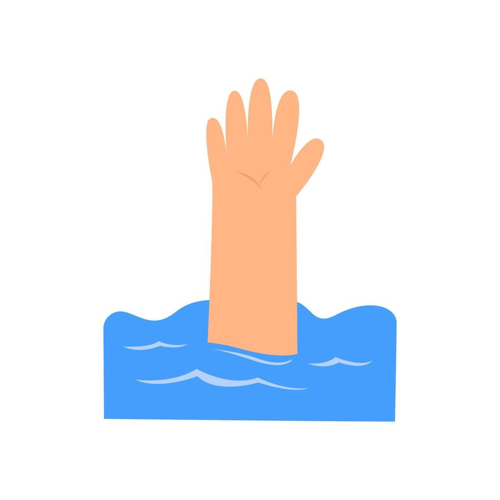 drowning child hand concept vector