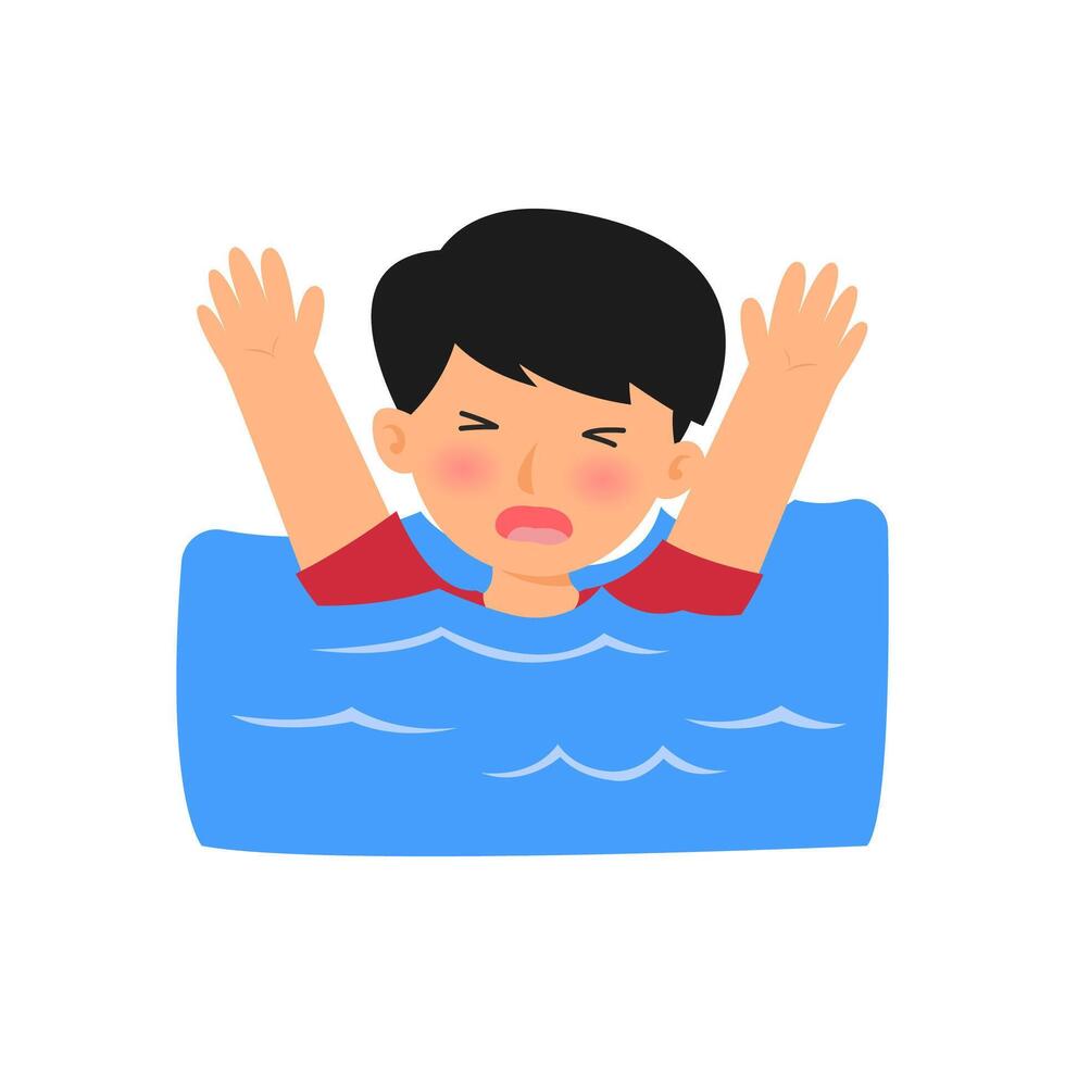 drowning boy concept vector