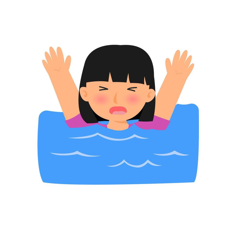drowning girl concept vector