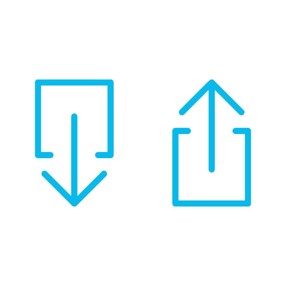Set Blue Line Art Download and Upload Icon Illustration Design. EPS 10. vector