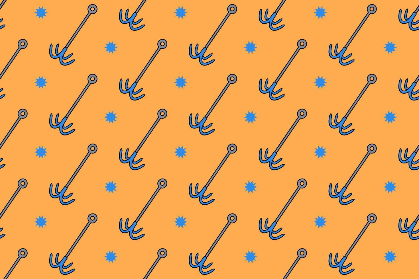 climbing anchor colorful seamless pattern on orange background set. doodle bolt, spindle, wedge equipment illustration pattern background. climbing hook background for climbing sport club merchandise vector