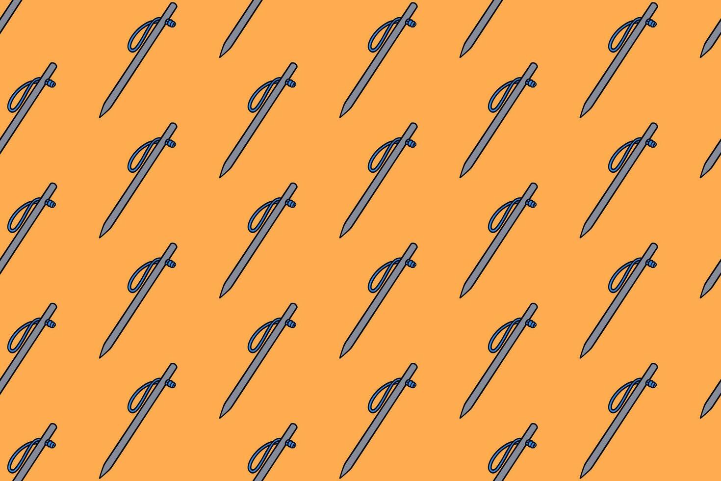 climbing bolt, nail colorful seamless pattern on orange background set. doodle wedge, spindle equipment illustration pattern background. peg climber background for climbing sport club merchandise vector