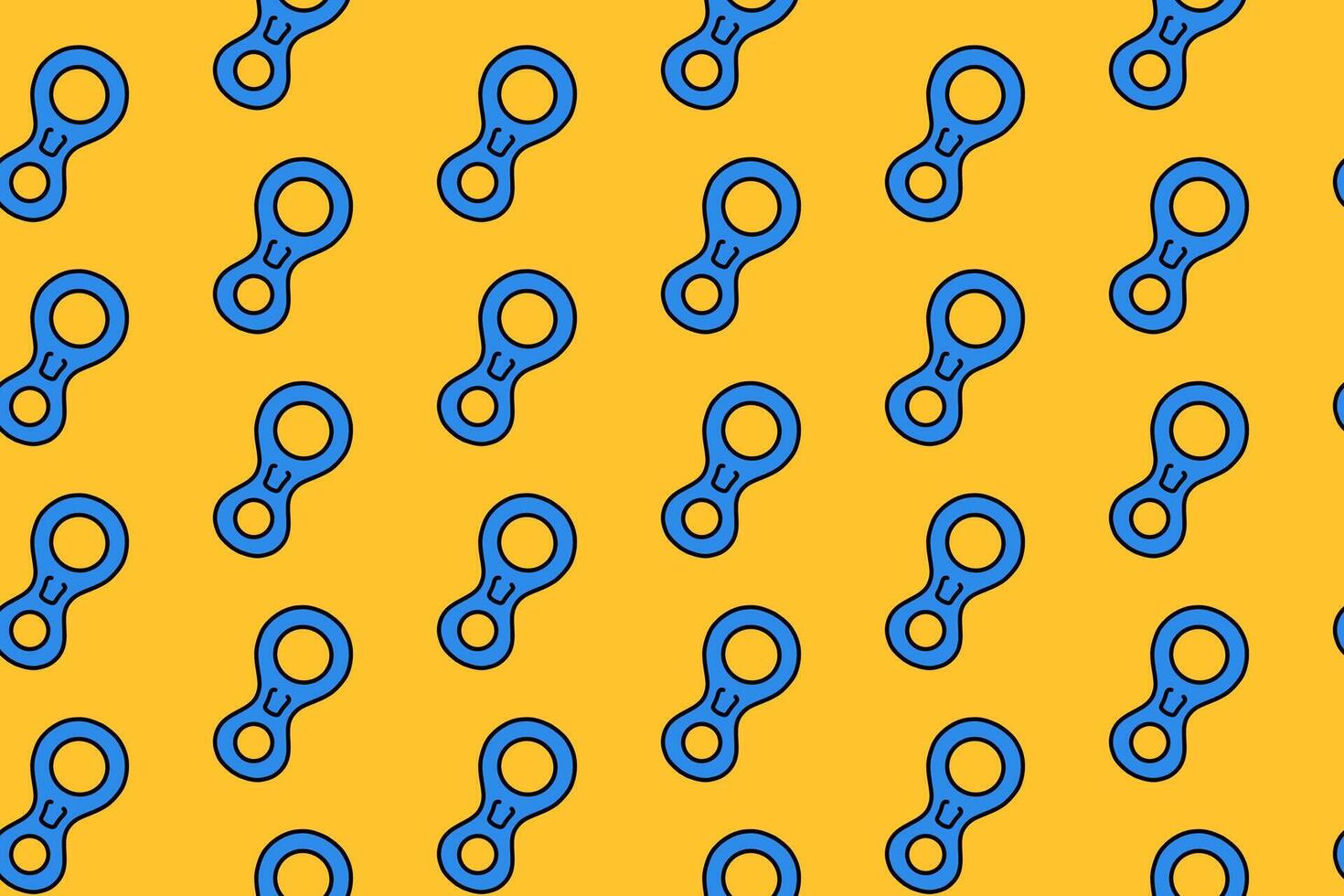 figure of eight colorful seamless pattern on yellow background set. doodle descender safety equipment illustration pattern background. figure of 8 background for climbing extreme sport merchandise vector