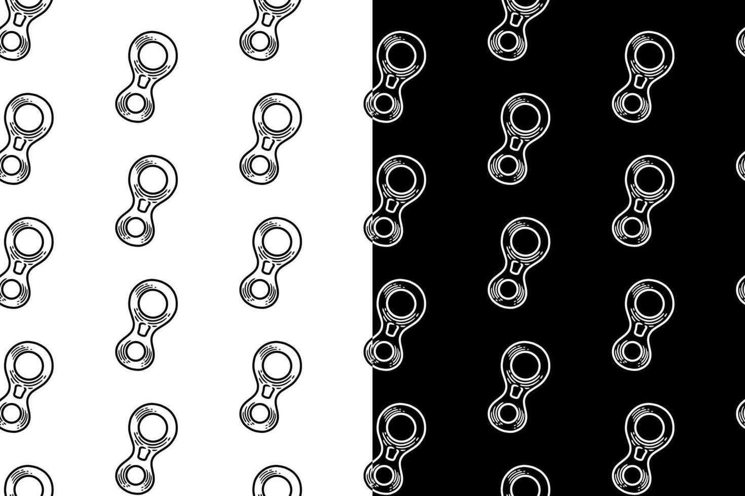 figure of eight doodle seamless pattern on black white background set. descender safety equipment engraving pattern background. retro figure of 8 background for climbing extreme sport merchandise vector