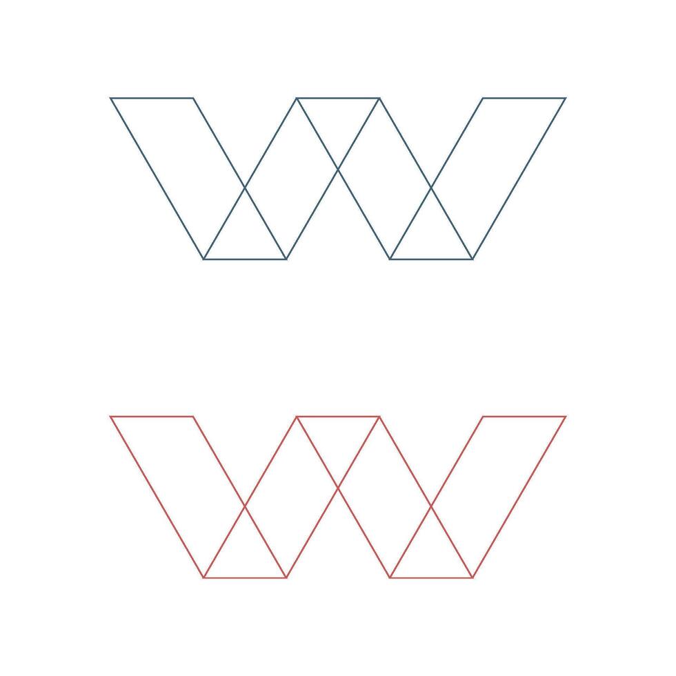 Set Thin Lines Letter W Logo Template Illustration Design. EPS 10. vector