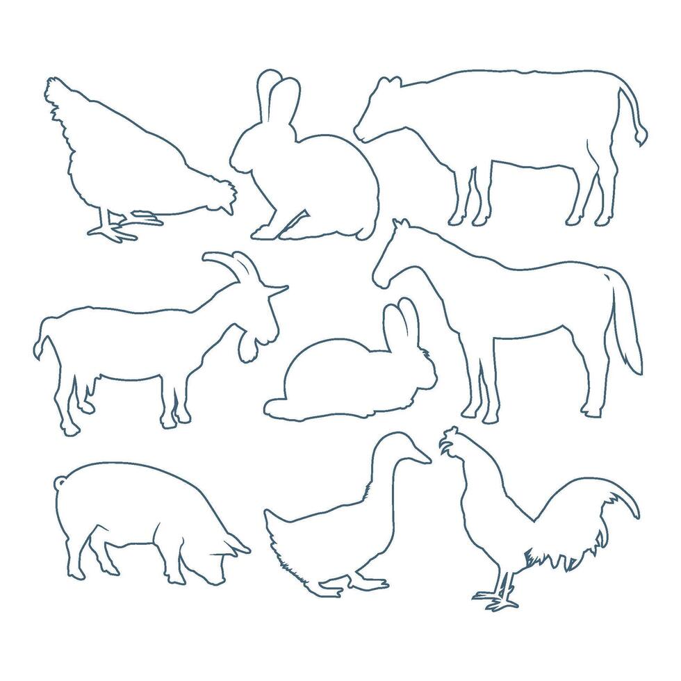 Animal Farm Line Art Logo Template Illustration Design. EPS 10. vector